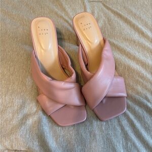 A New Day Pink Mules with Crossover Strap
